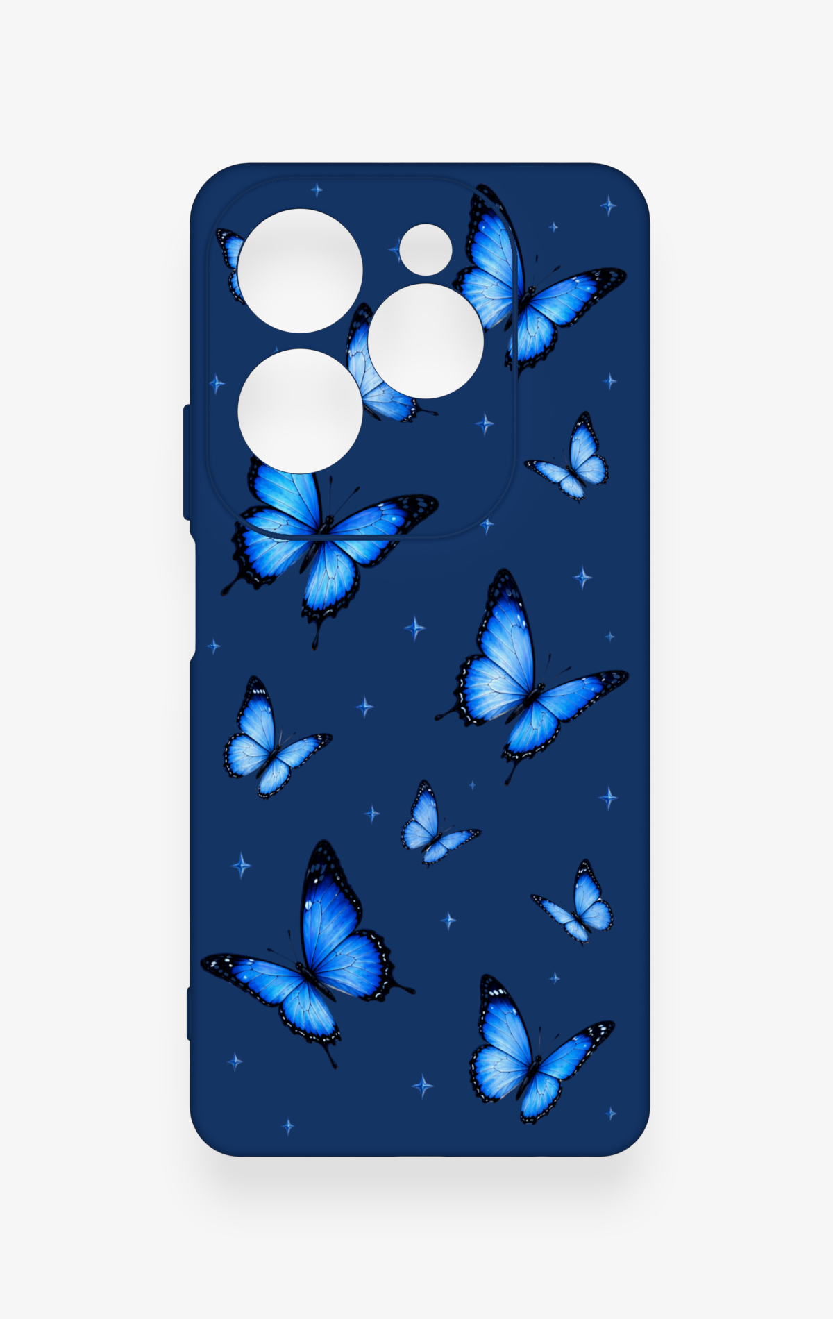 İnfinix Hot 40 Pro Uyumlu Parlak Mavi Kelebek Desenli Silikon Kılıf