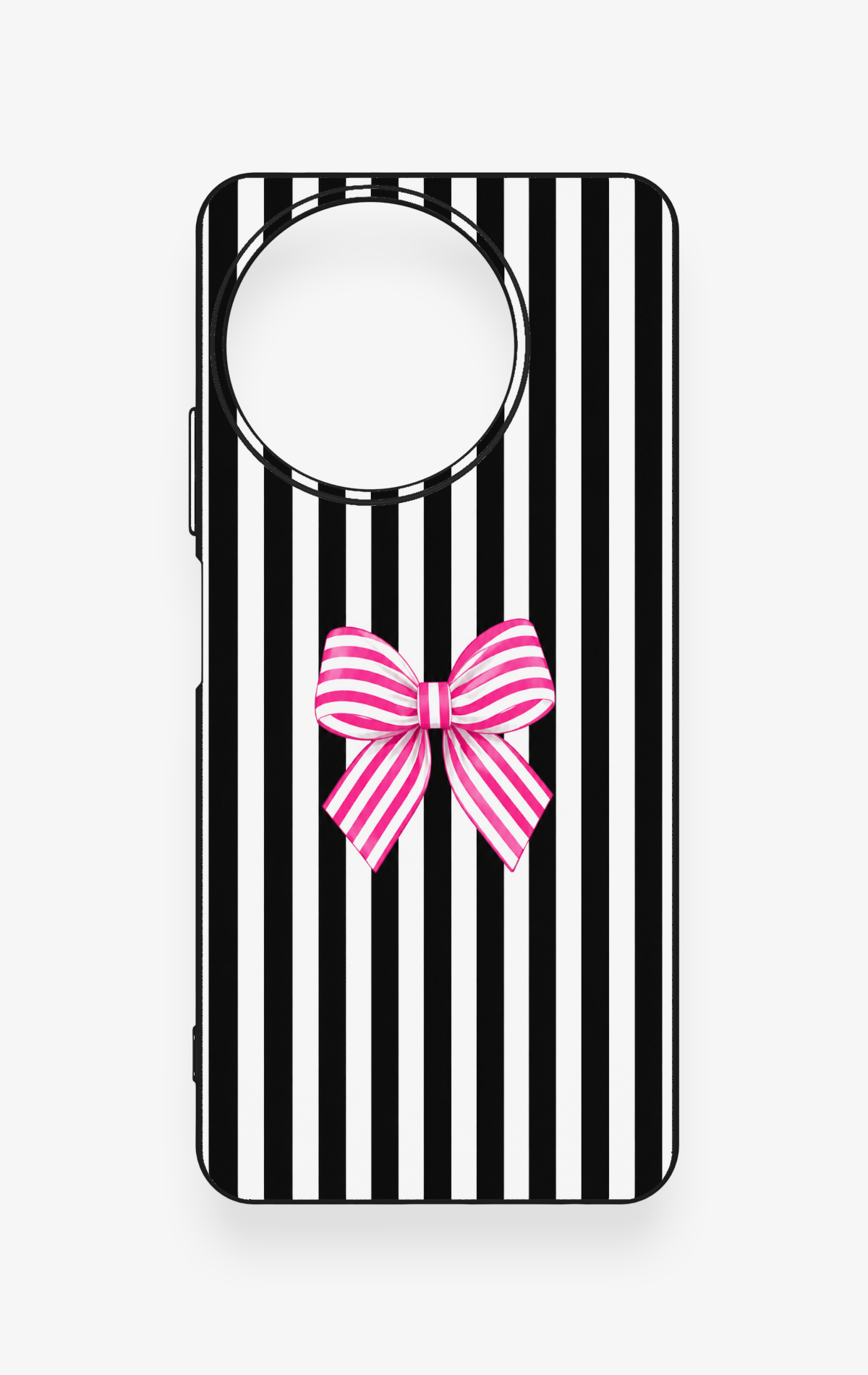 Realme 11 Uyumlu Pembe Beyaz Kurdele Desenli Silikon Kılıf