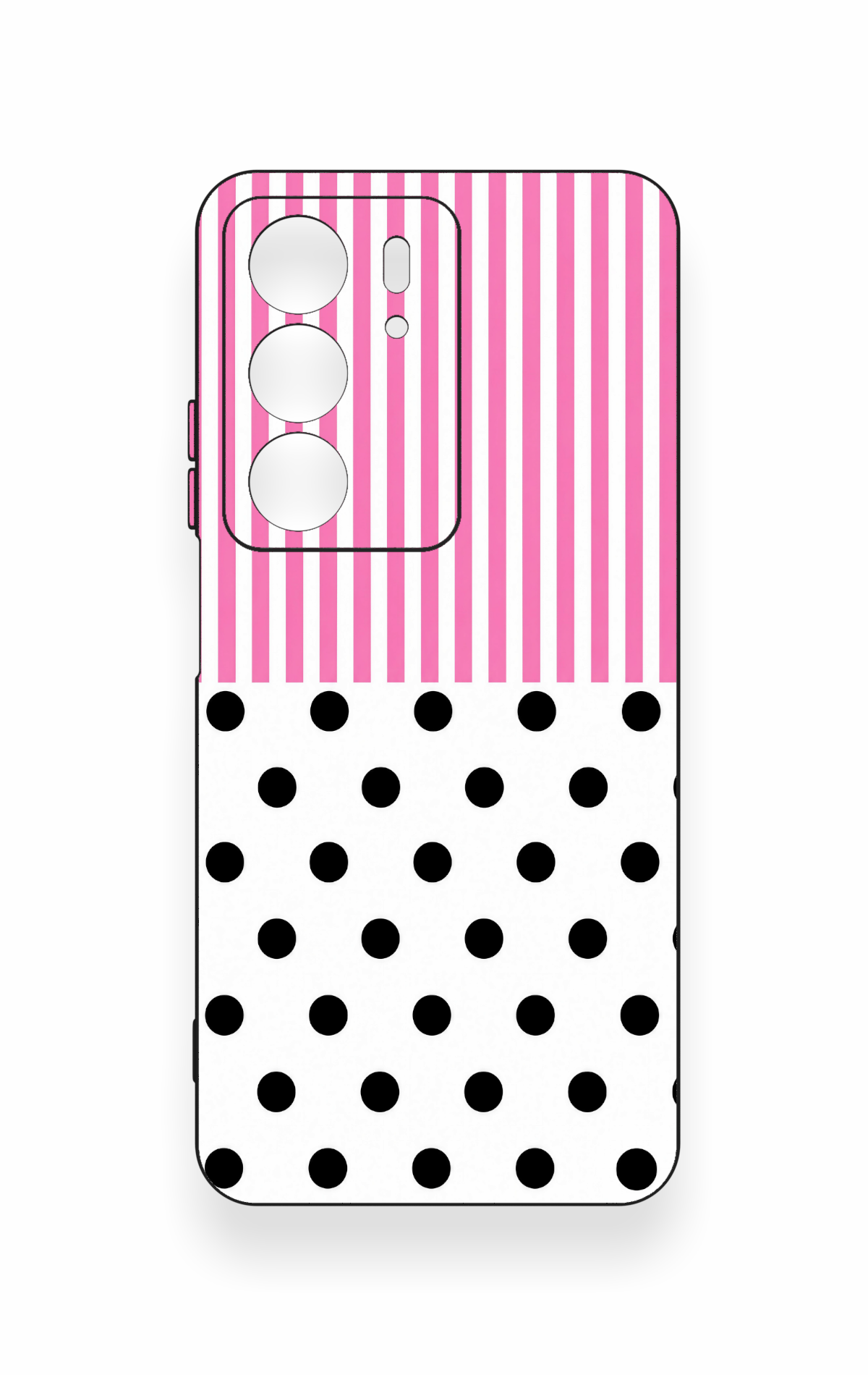 Realme C75 Uyumlu Pembe Çizgili Puantiye Desenli Silikon Kılıf