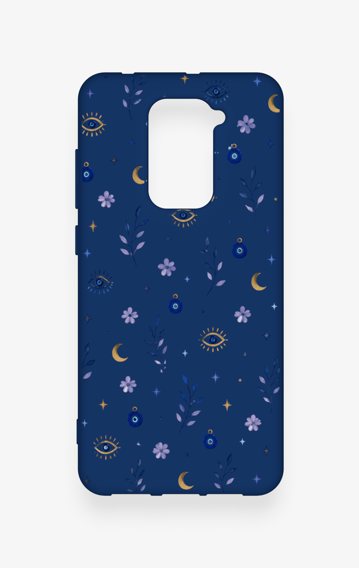 Redmi Note 9 Uyumlu Mavi Nazar Papatya Desenli Silikon Kılıf