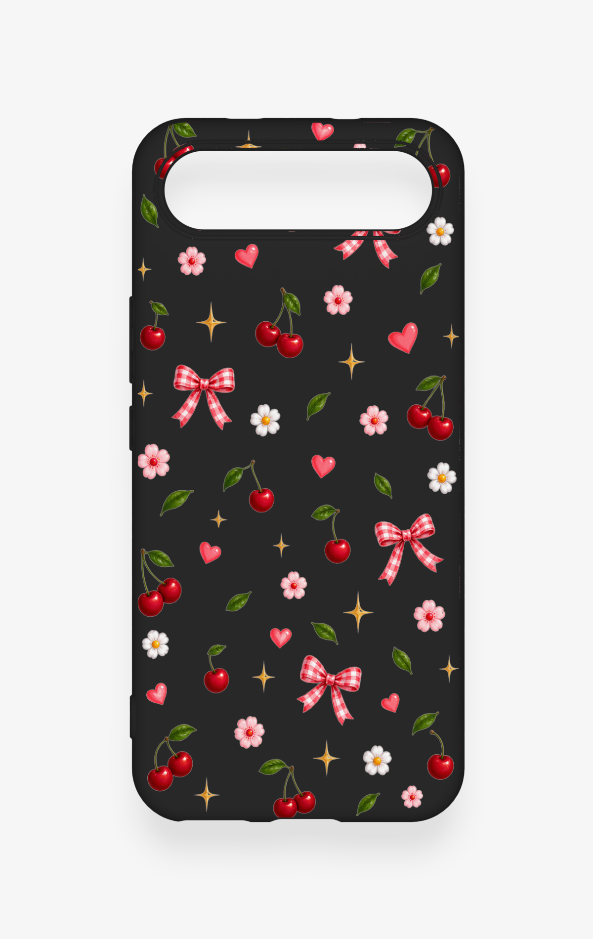 Tecno Spark Slim Uyumlu Papatya Kiraz Fiyonk Desenli Silikon Kılıf