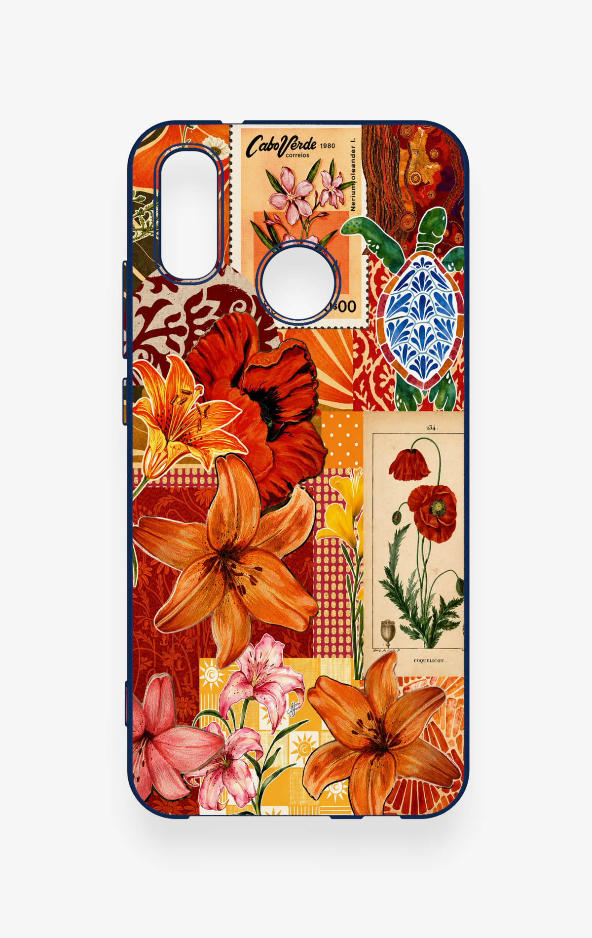 Huawei P20 Lite Uyumlu Turuncu Zambak Desenli Silikon Kılıf