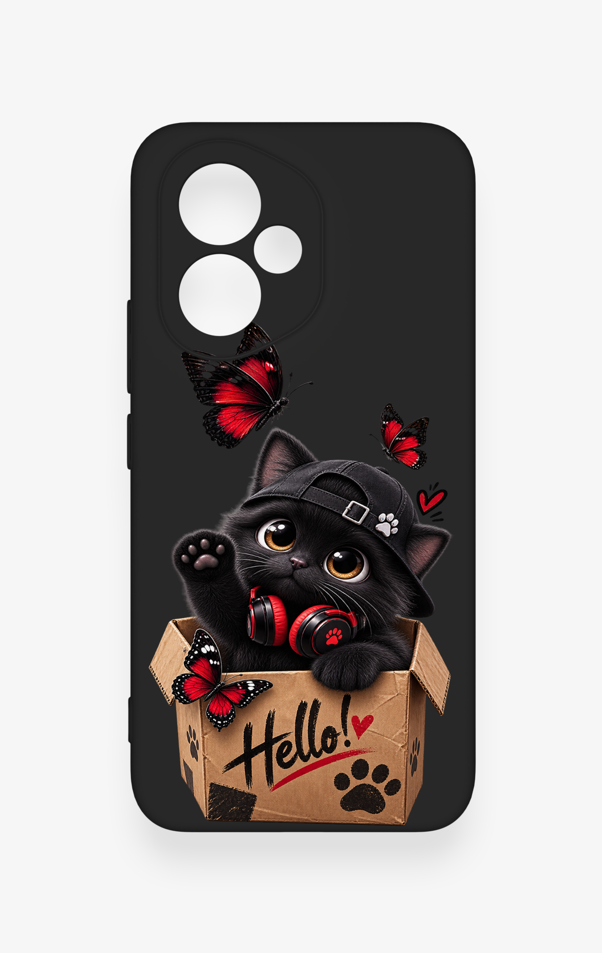 Honor 400 Uyumlu Hello Cat Desenli Silikon Kılıf