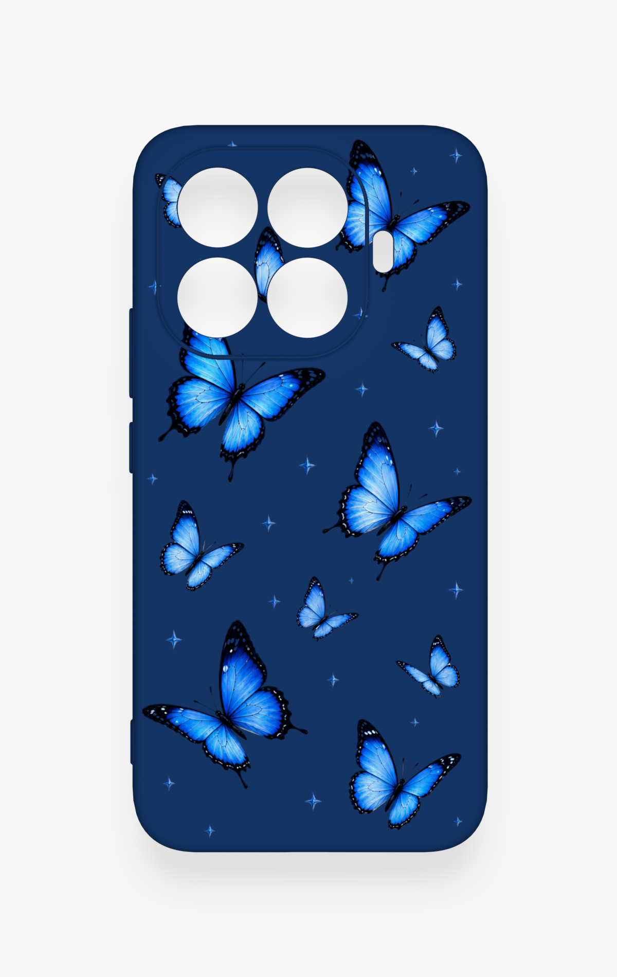 Mi 15T PRO Uyumlu Parlak Mavi Kelebek Desenli Silikon Kılıf
