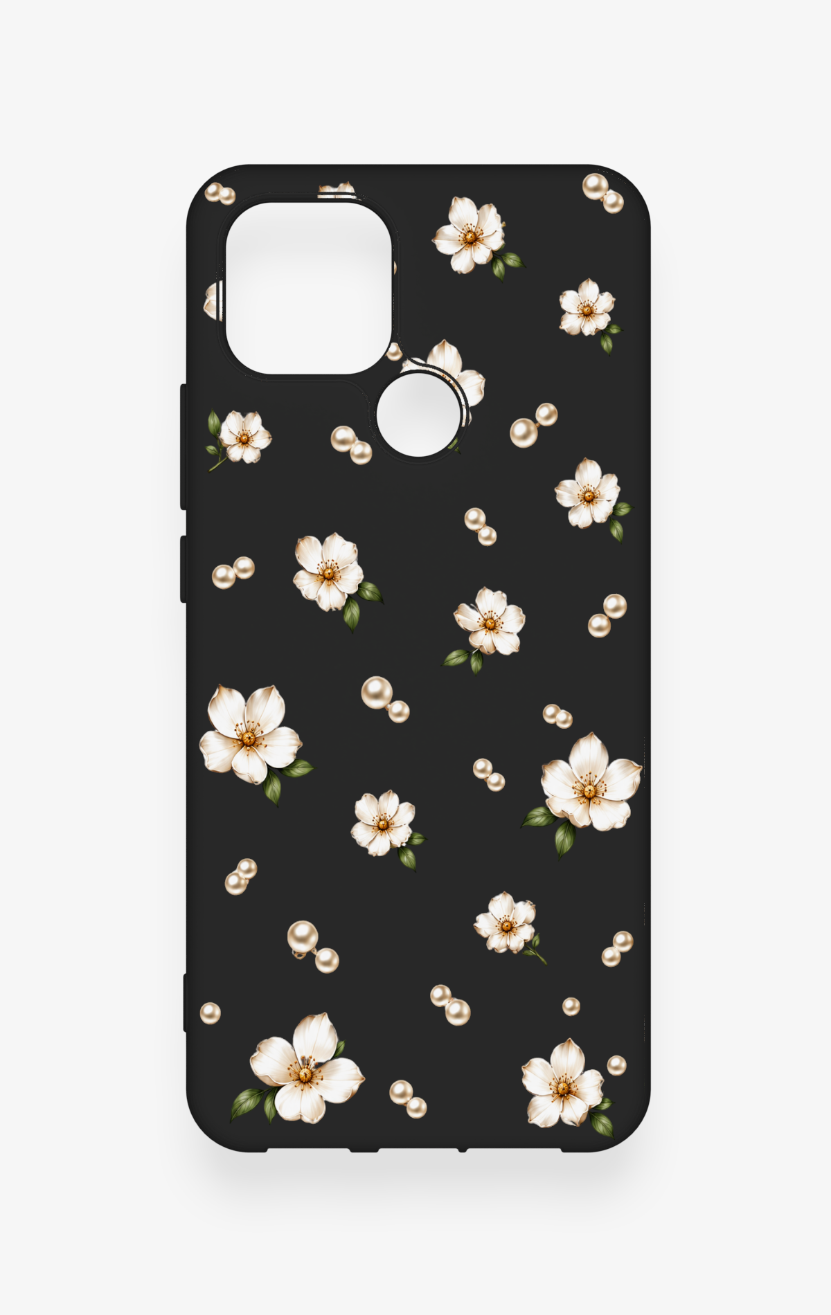 Oppo A15 Uyumlu İnci Papatya Desenli Silikon Kılıf