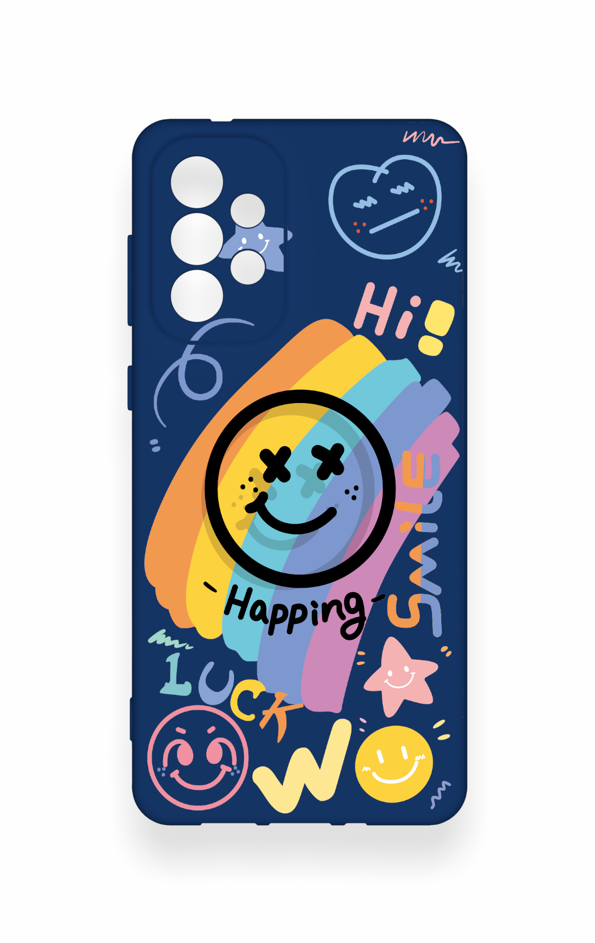 Samsung-A73 Uyumlu Happing Smile Desenli Silikon Kılıf