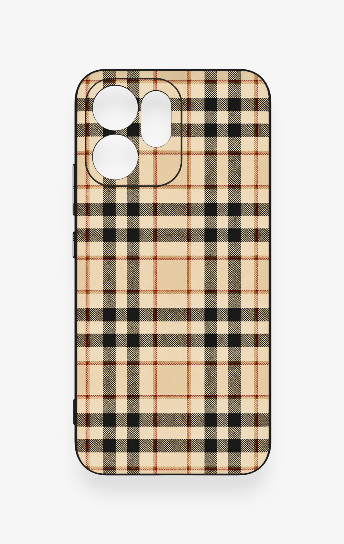 Oppo Reno 14F Uyumlu Karamel Siyah Ekose Desenli Silikon Kılıf