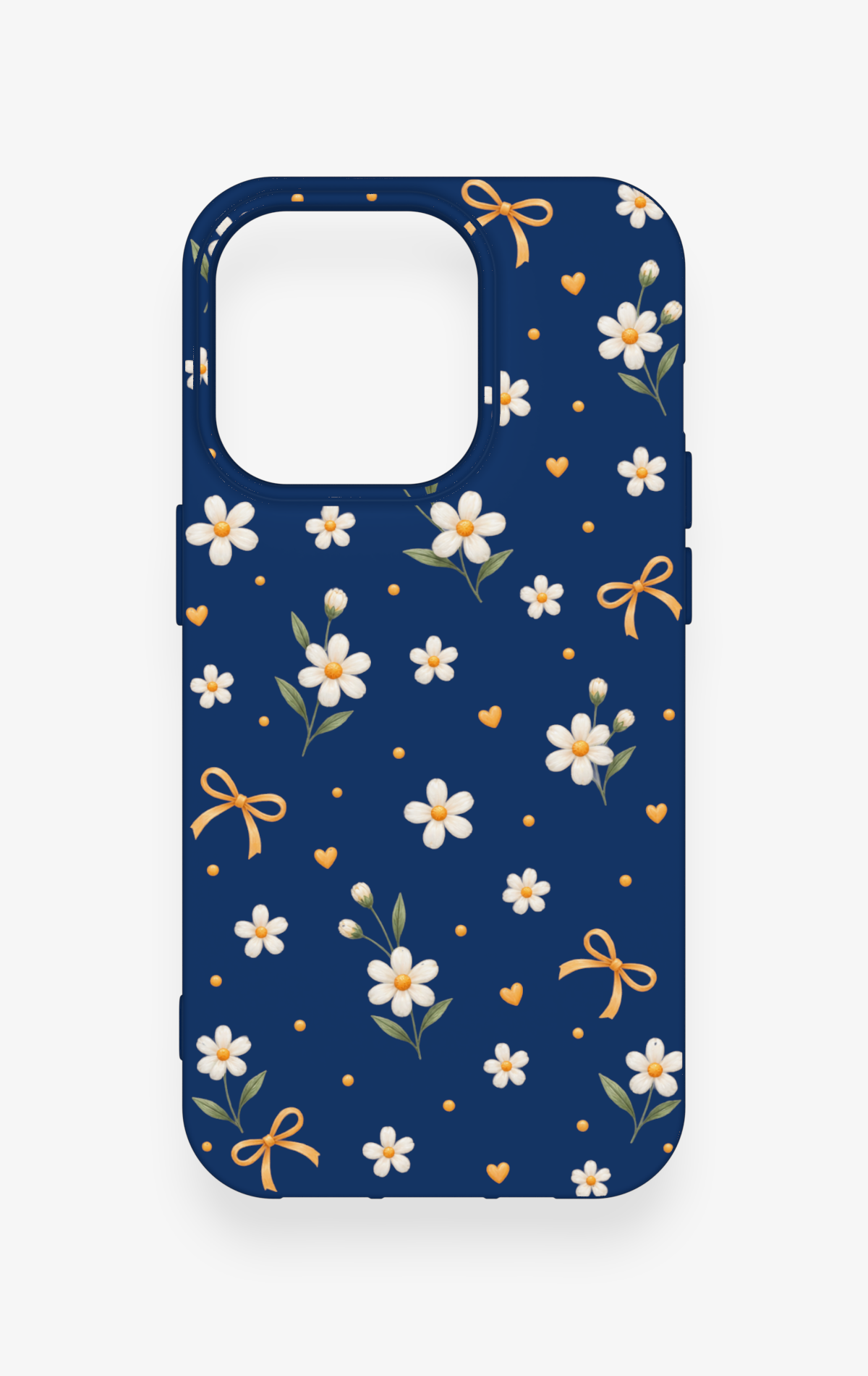iPhone 14 Pro Uyumlu Papatya Fiyonk Desenli Silikon Kılıf