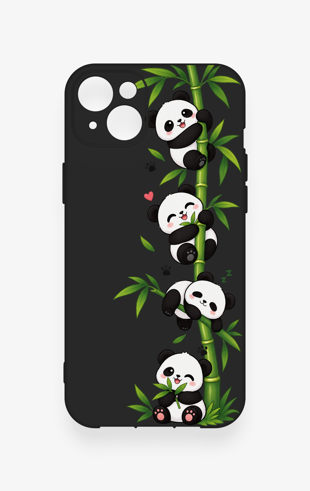 iPhone 14 Plus/15 Plus Uyumlu Sevimli Panda Bambu Desenli Silikon Kılıf