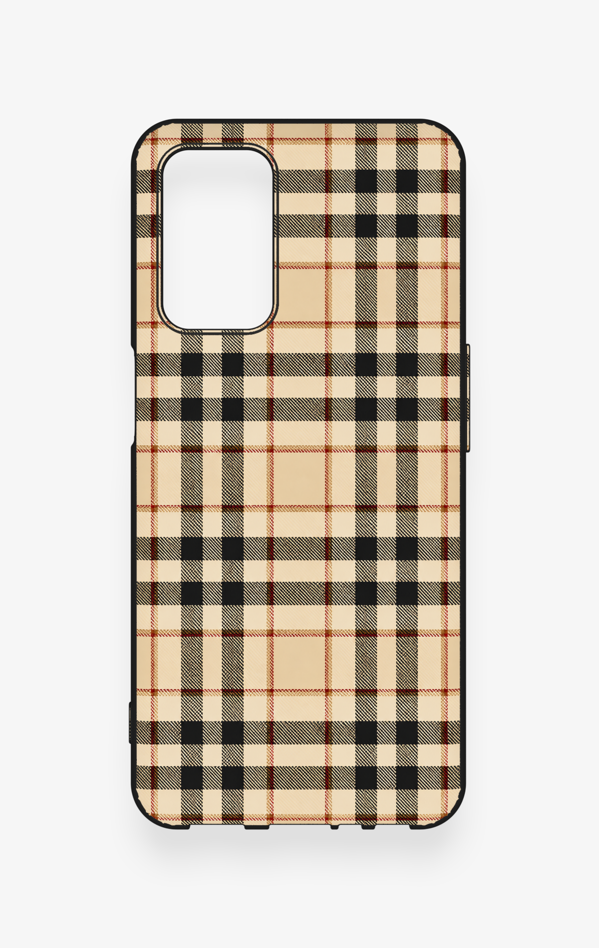 Oppo A55 Uyumlu Karamel Siyah Ekose Desenli Silikon Kılıf