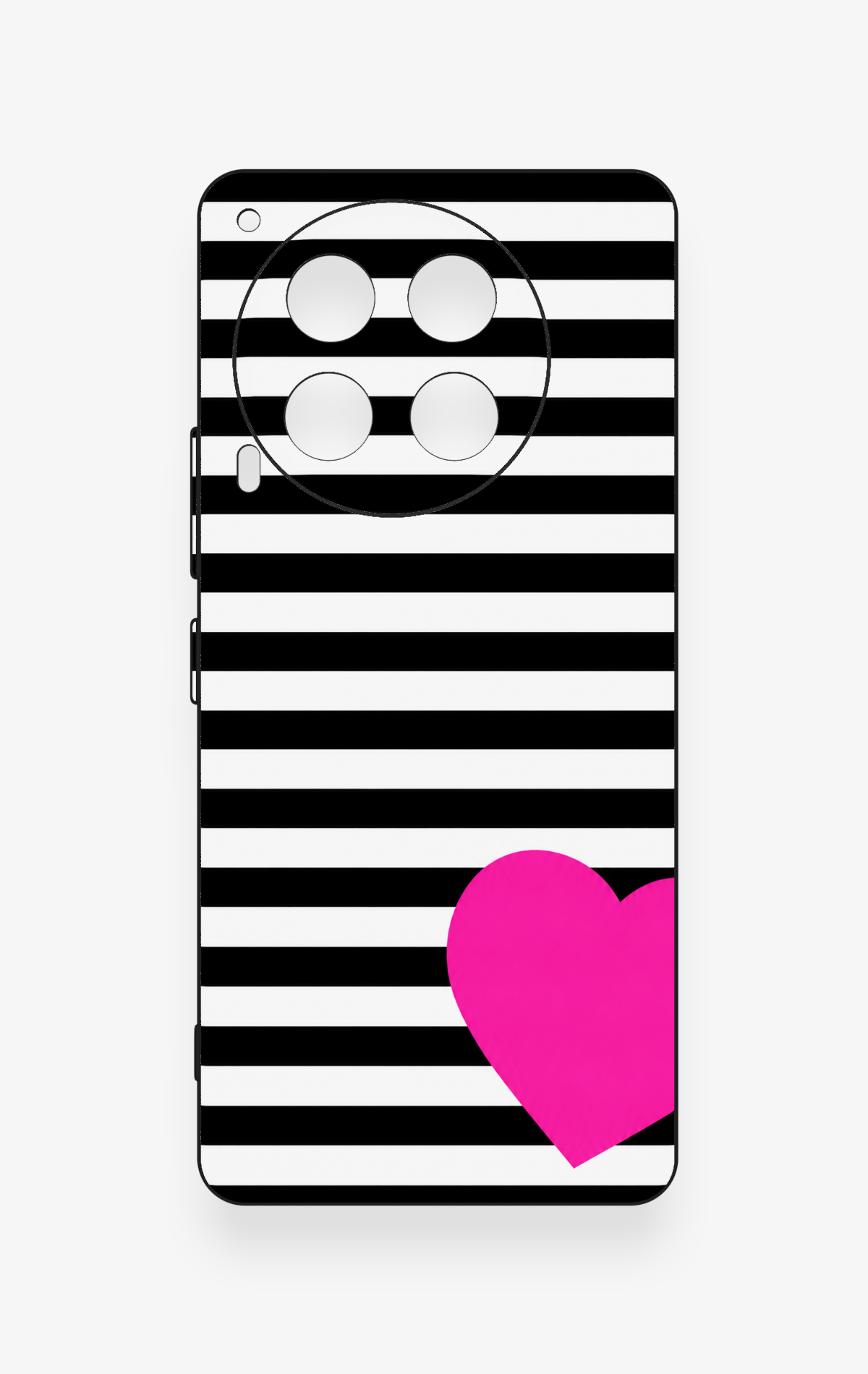 Tecno Camon 30 Uyumlu Çizgili Kalp Desenli Silikon Kılıf