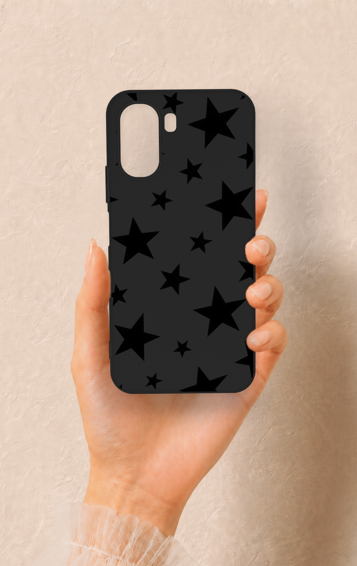 Oppo A6T Uyumlu Siyah Star Desenli Silikon Kılıf