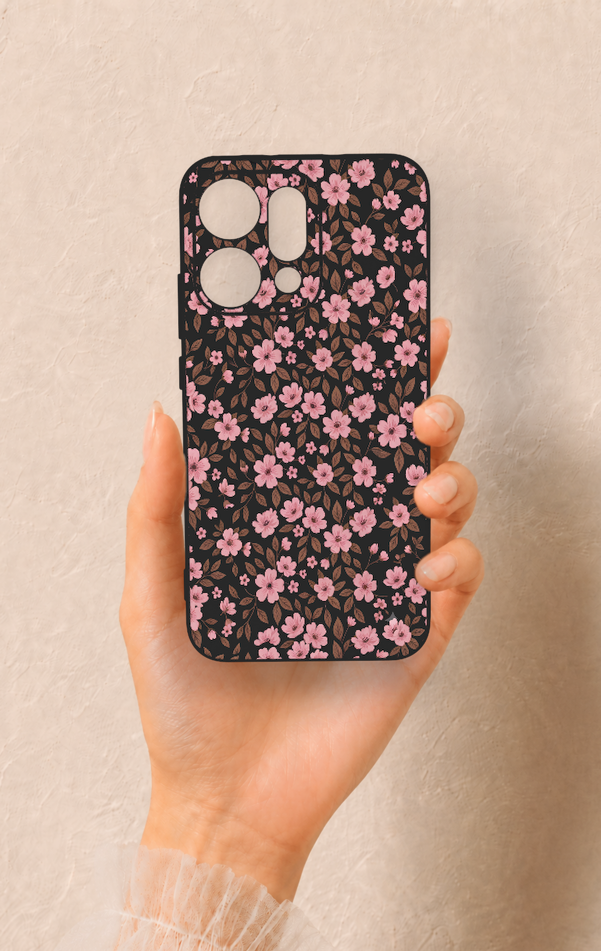 Oppo Reno 14 Uyumlu Mini Pembe Çiçek Desenli Silikon Kılıf