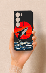 Vivo Y19s Uyumlu Kırmızı Güneş Balina Desenli Silikon Kılıf