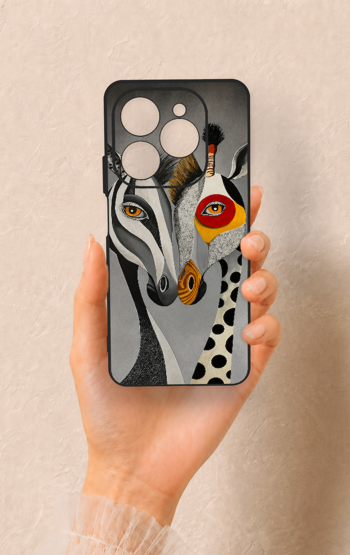 Tecno Spark 20 Pro Uyumlu Zebra ve Zürafa Desenli Silikon Kılıf