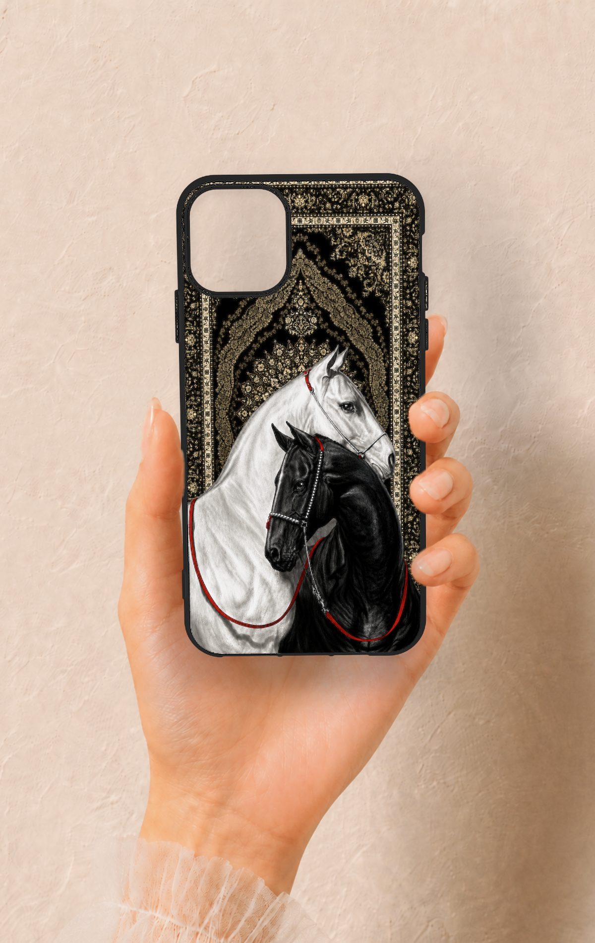 iPhone 11 Pro Max Uyumlu Asil Sevgili Atlar Desenli Silikon Kılıf