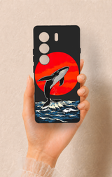 Tecno Camon 40 4G Uyumlu Kırmızı Güneş Balina Desenli Silikon Kılıf