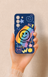 Samsung S22 Uyumlu Happing Smile Desenli Silikon Kılıf