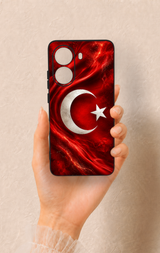 Poco X7 Pro Uyumlu Türk Bayrağı Desenli Silikon Kılıf