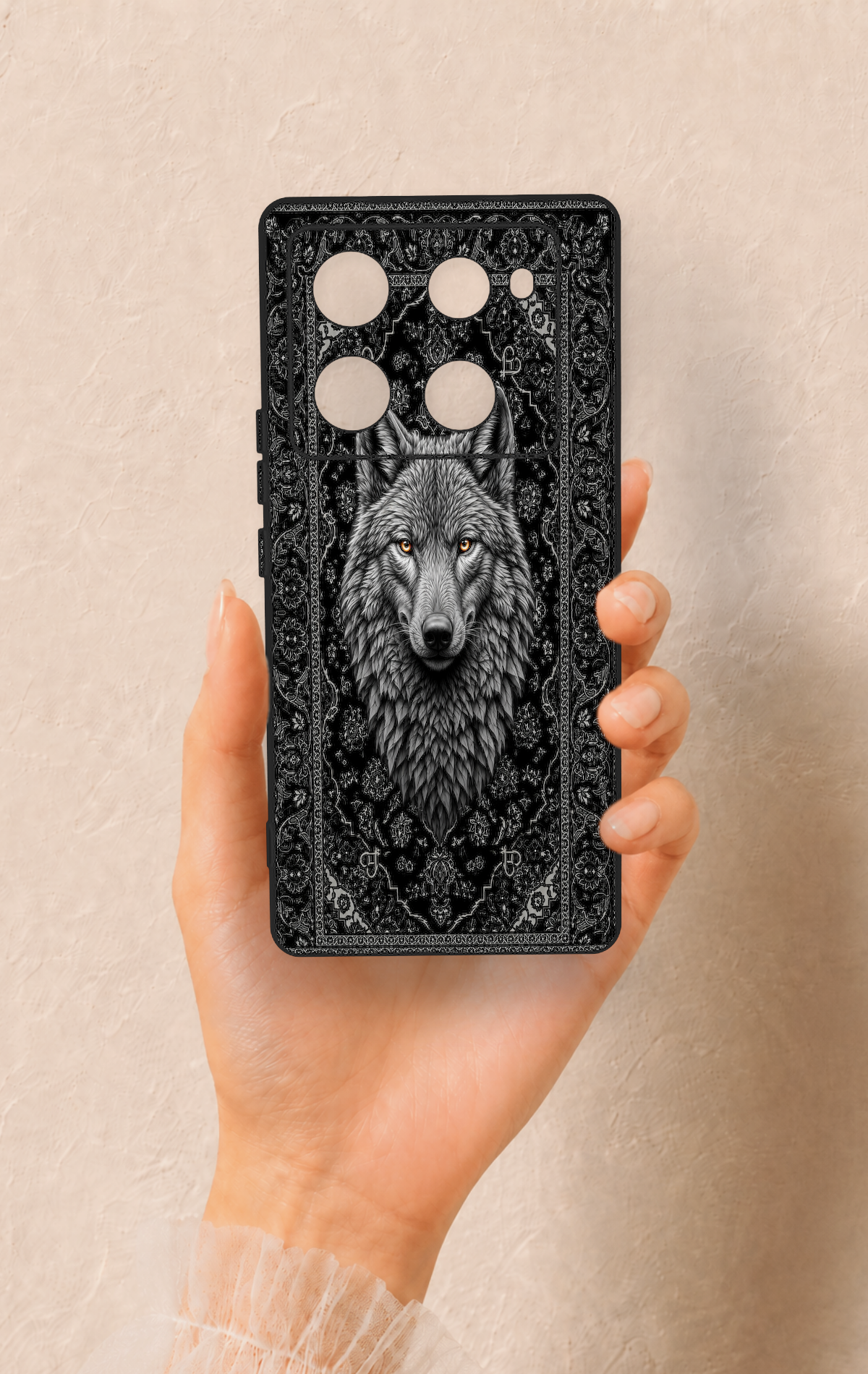 İnfinix Note 40 Pro Uyumlu Etnik Kurt Desenli Silikon Kılıf