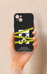 iPhone 14 Plus/15 Plus Uyumlu Off White Desenli Silikon Kılıf