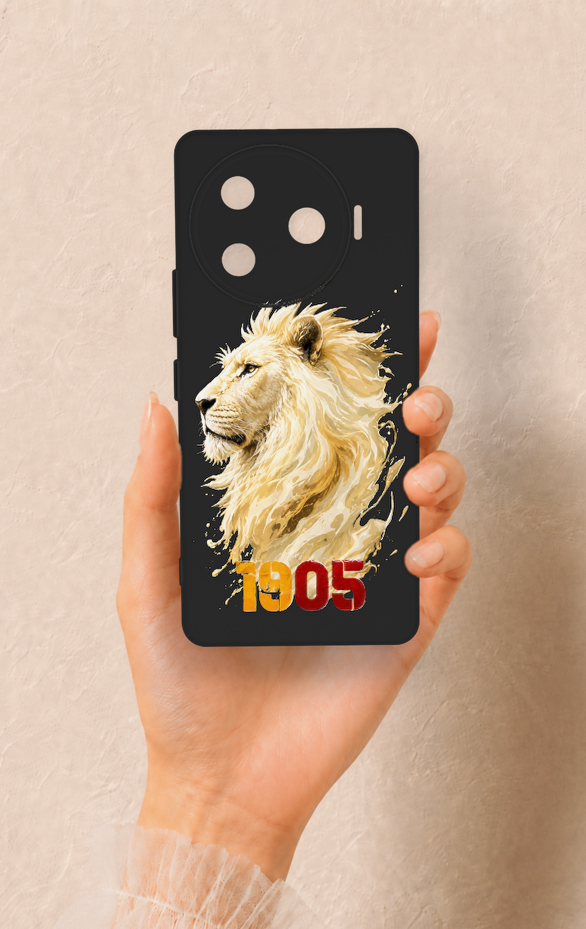 Tecno Camon 30 Pro 5G Uyumlu Sarı Kırmızı 1905 Aslan Desenli Silikon Kılıf