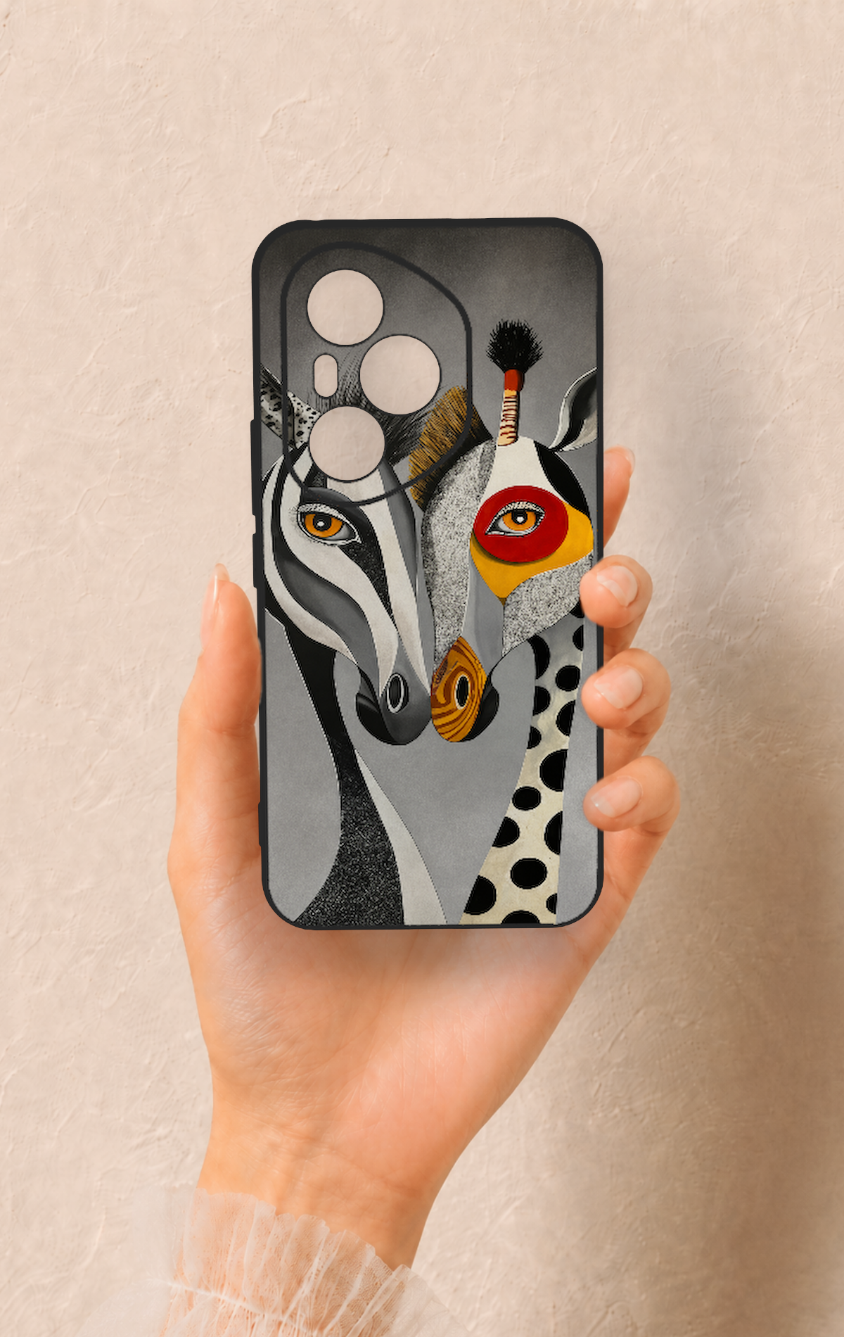 Honor 400 Pro Uyumlu Zebra ve Zürafa Desenli Silikon Kılıf