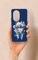 Honor 200 Pro 5G Uyumlu Mavi Kurdeleli Çiçek Desenli Silikon Kılıf
