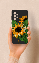 Samsung-A73 Uyumlu Ay Çiçeği Desenli Silikon Kılıf