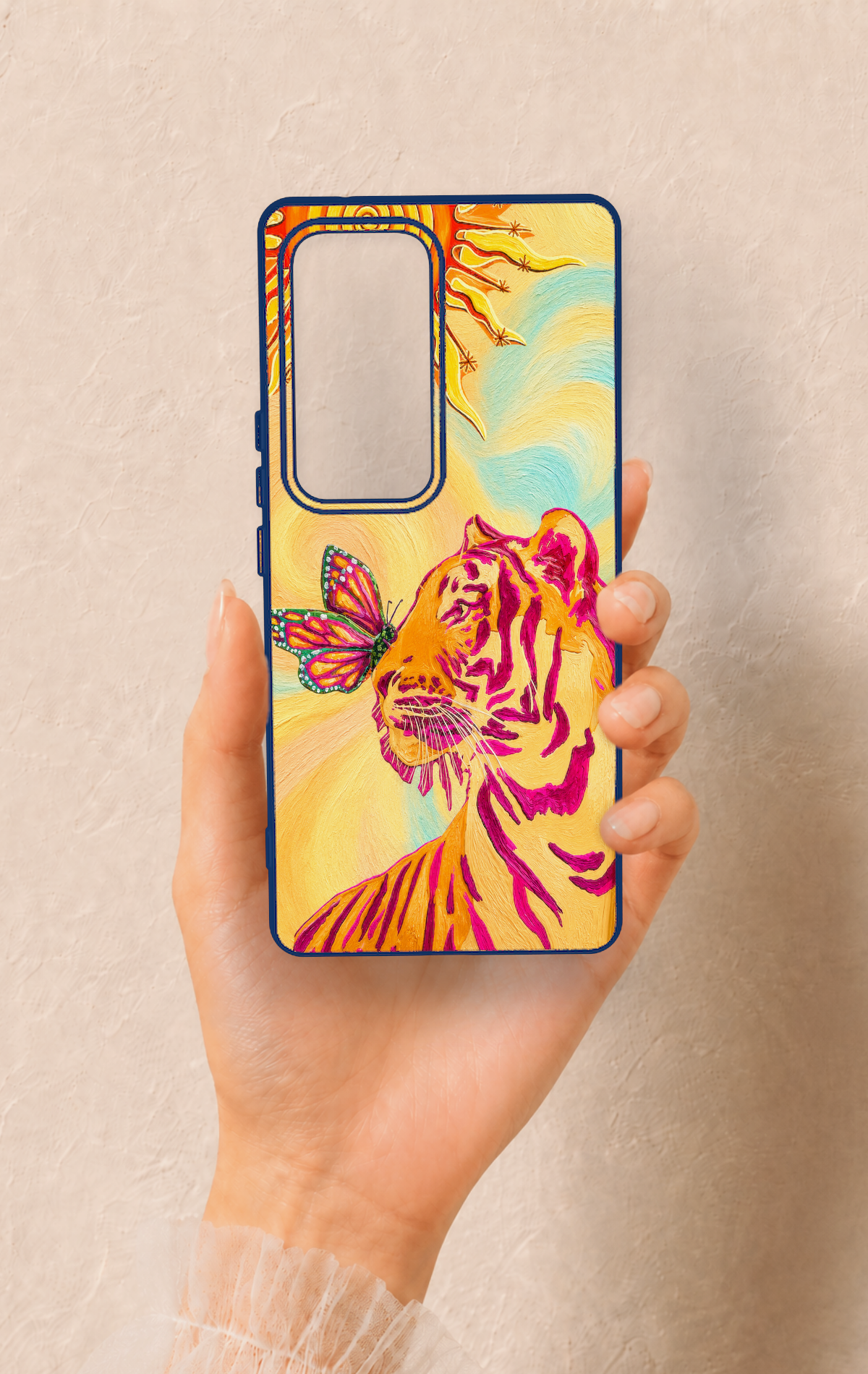 Vivo V30 Uyumlu Güneşin Kaplanı Desenli Silikon Kılıf