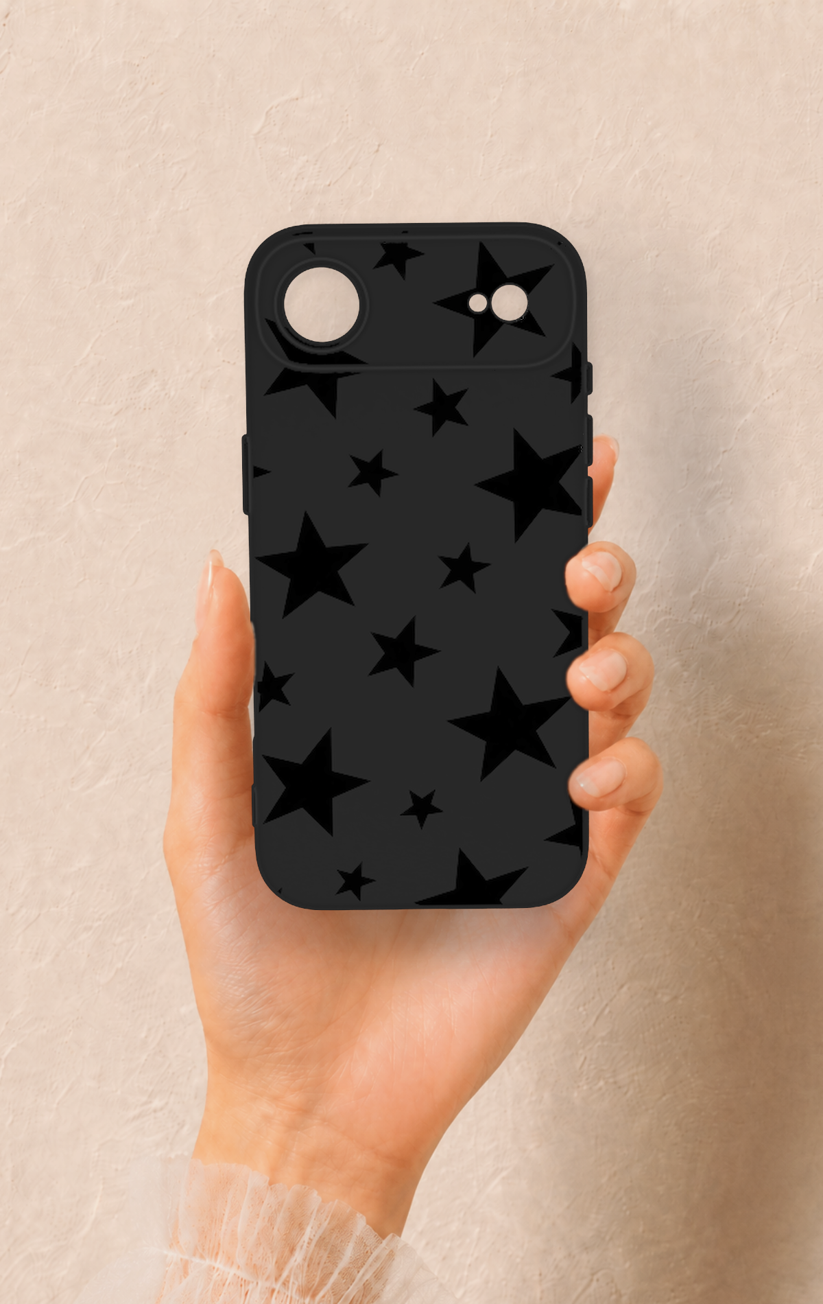 iPhone 17 Air Uyumlu Siyah Star Desenli Silikon Kılıf