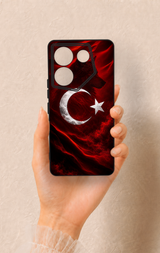Tecno Caman 20 Pro 5G Uyumlu Kurt Türk Bayrağı Desenli Silikon Kılıf