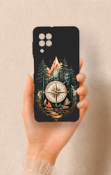 Samsung A22 Uyumlu Pusula Orman Desenli Silikon Kılıf
