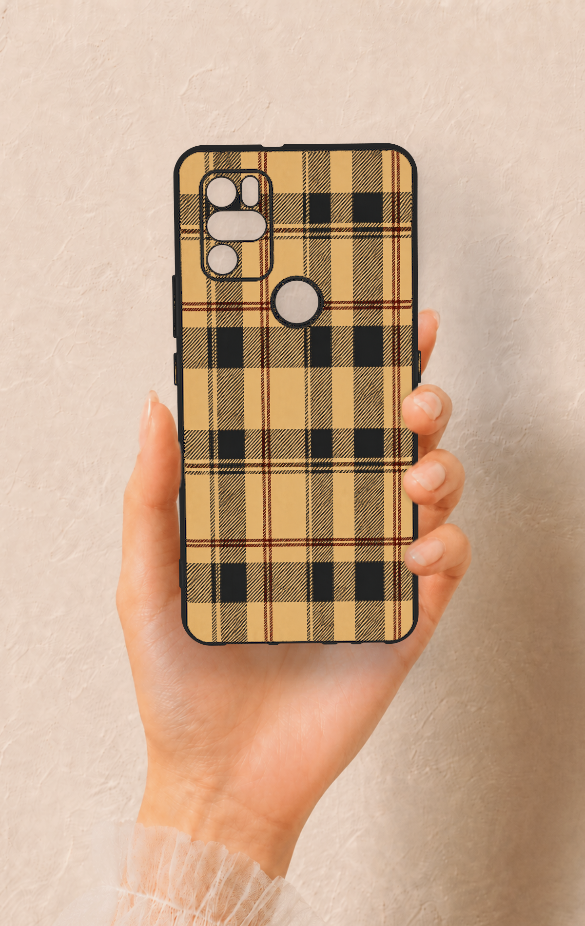 Omix X300 Uyumlu Burberry Ekose Desenli Silikon Kılıf
