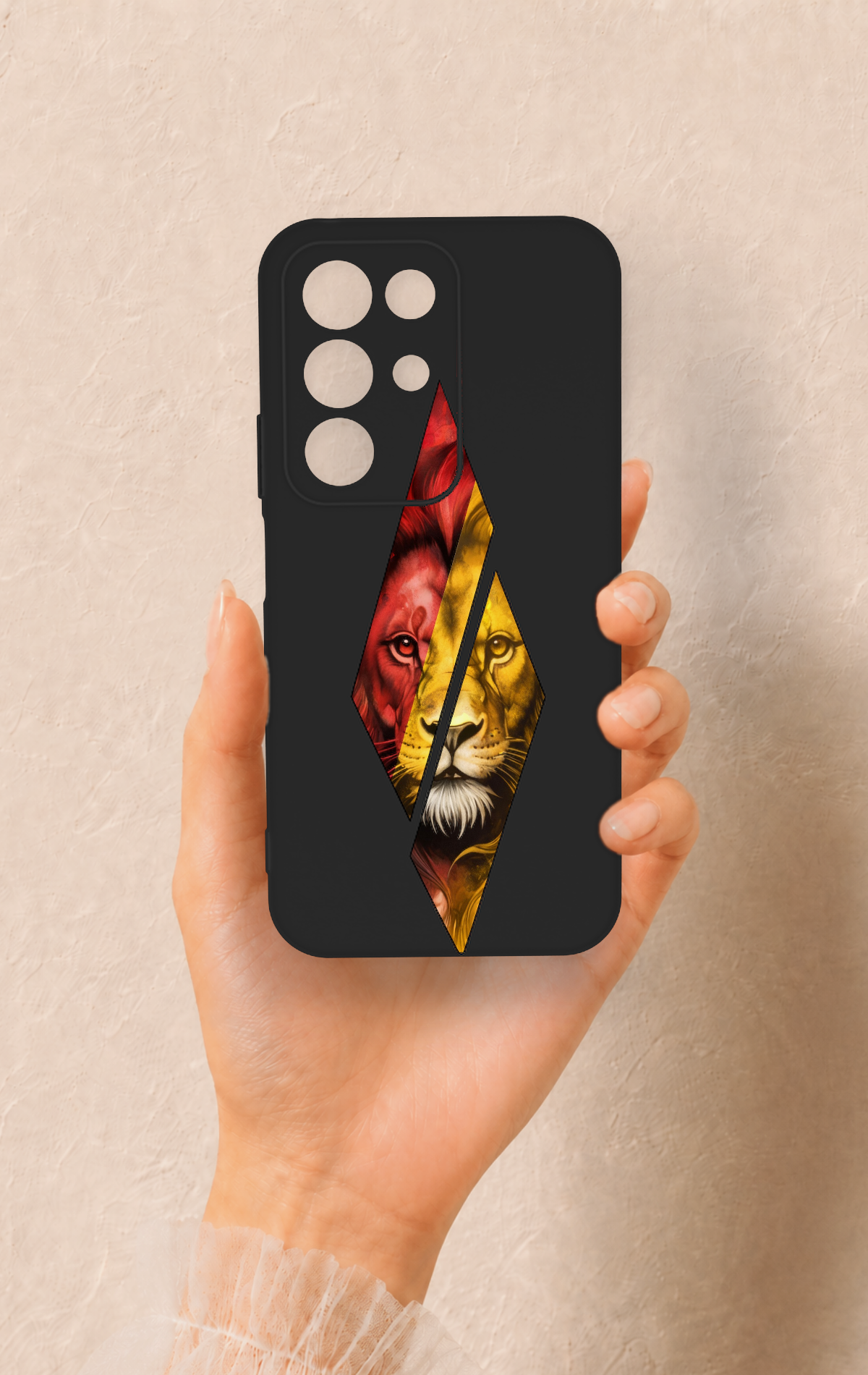 Realme C85 5G Uyumlu Kesik Aslan Desenli Silikon Kılıf