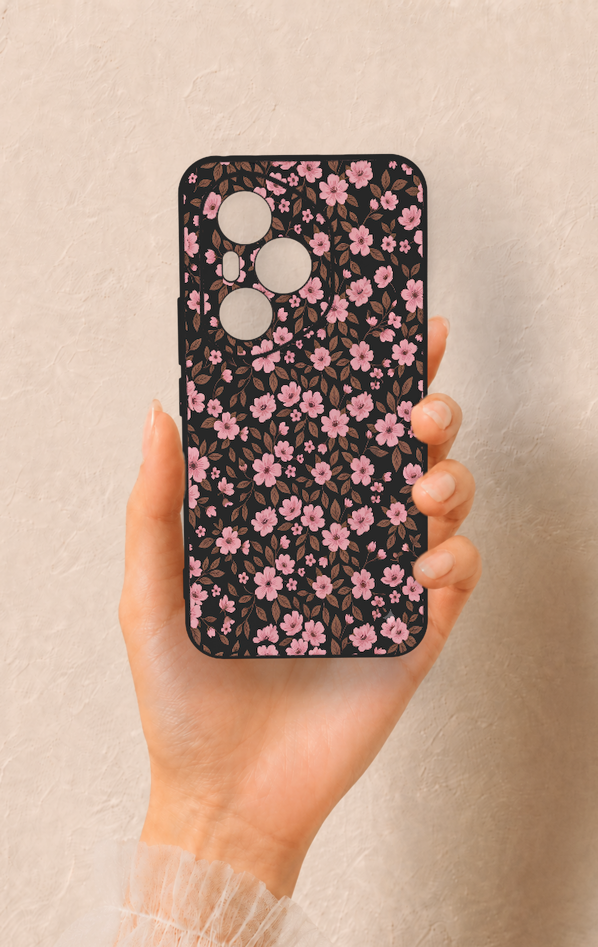 Honor 400 Pro Uyumlu Mini Pembe Çiçek Desenli Silikon Kılıf