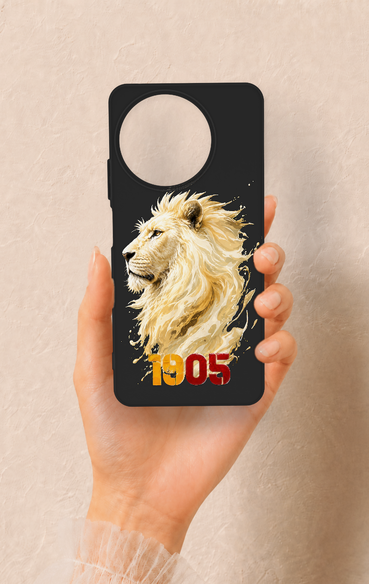 Realme 11 Uyumlu Sarı Kırmızı 1905 Aslan Desenli Silikon Kılıf