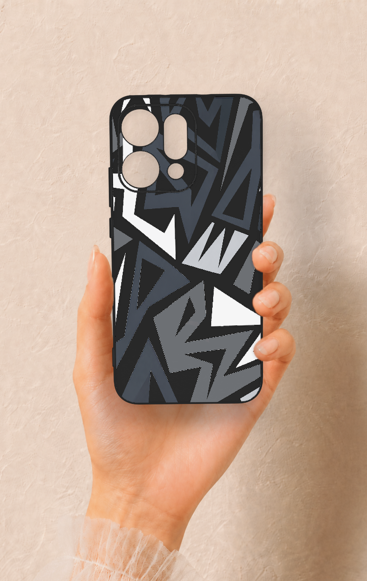 Oppo Reno 14 Uyumlu Geometrik Blok Desenli Silikon Kılıf