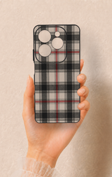 İnfinix Hot 40 Pro Uyumlu Siyah Kırmızı Ekose Desenli Silikon Kılıf