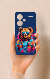 Redmi Note 13 Pro Plus Uyumlu Gözlüklü Ayı Desenli Silikon Kılıf