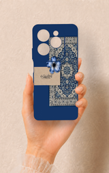 İnfinix Hot 40 Pro Uyumlu Mavi Etnik Halı Desenli Silikon Kılıf