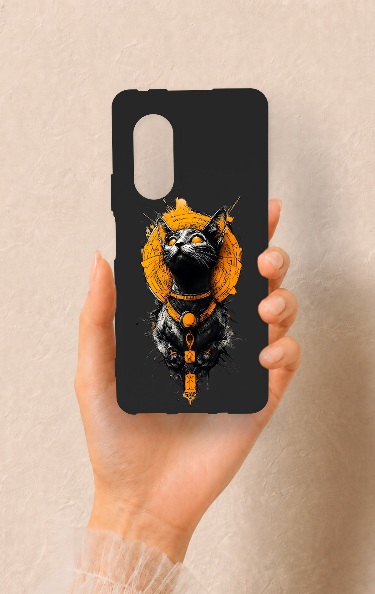Huawei Nova 9Se Uyumlu Mısırlı Kedi Tanrısı Desenli Silikon Kılıf