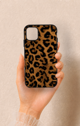 iPhone 11 Uyumlu Koyu Leopar Deri Desenli Silikon Kılıf