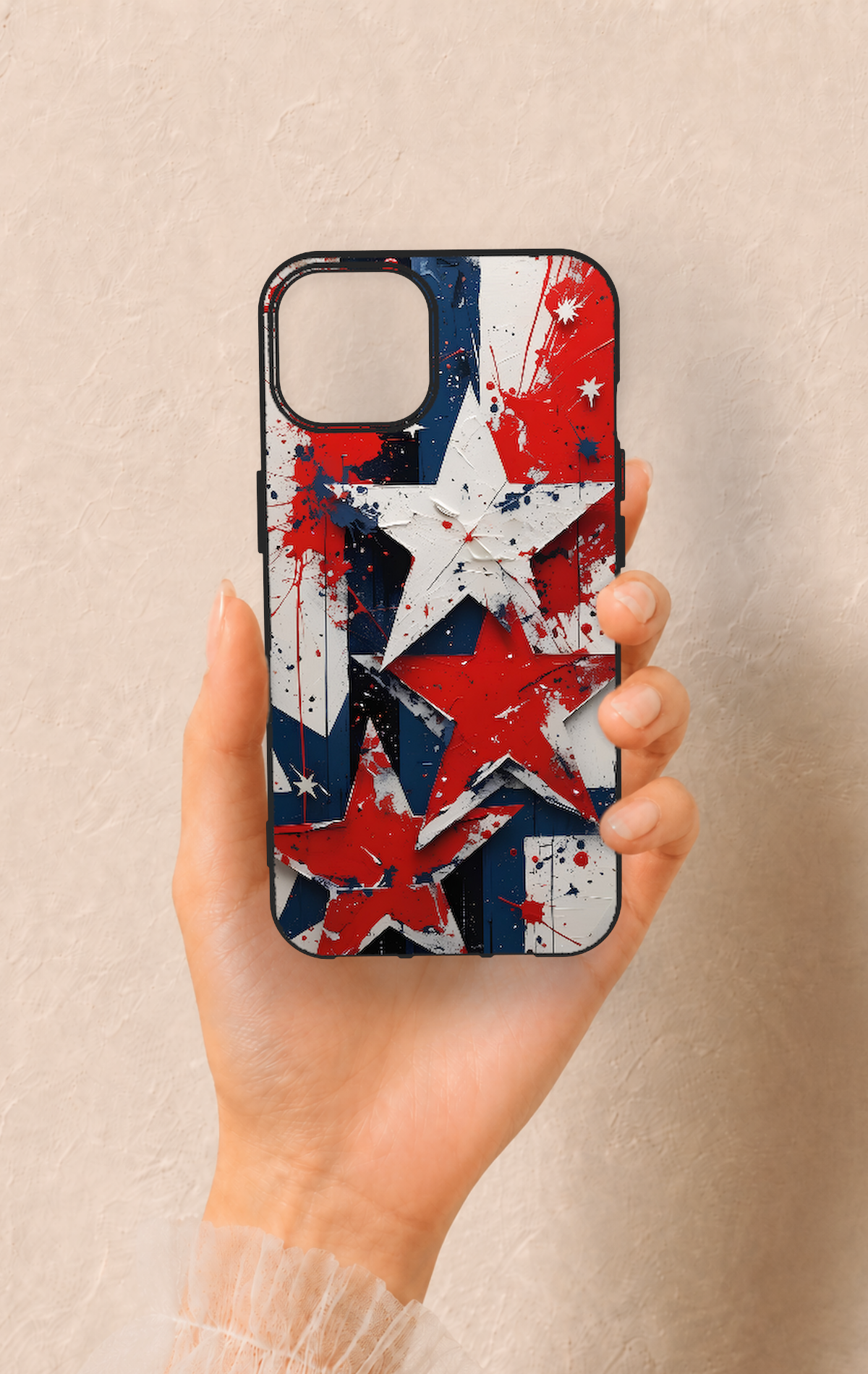 iPhone 13 Uyumlu Star Flag Desenli Silikon Kılıf