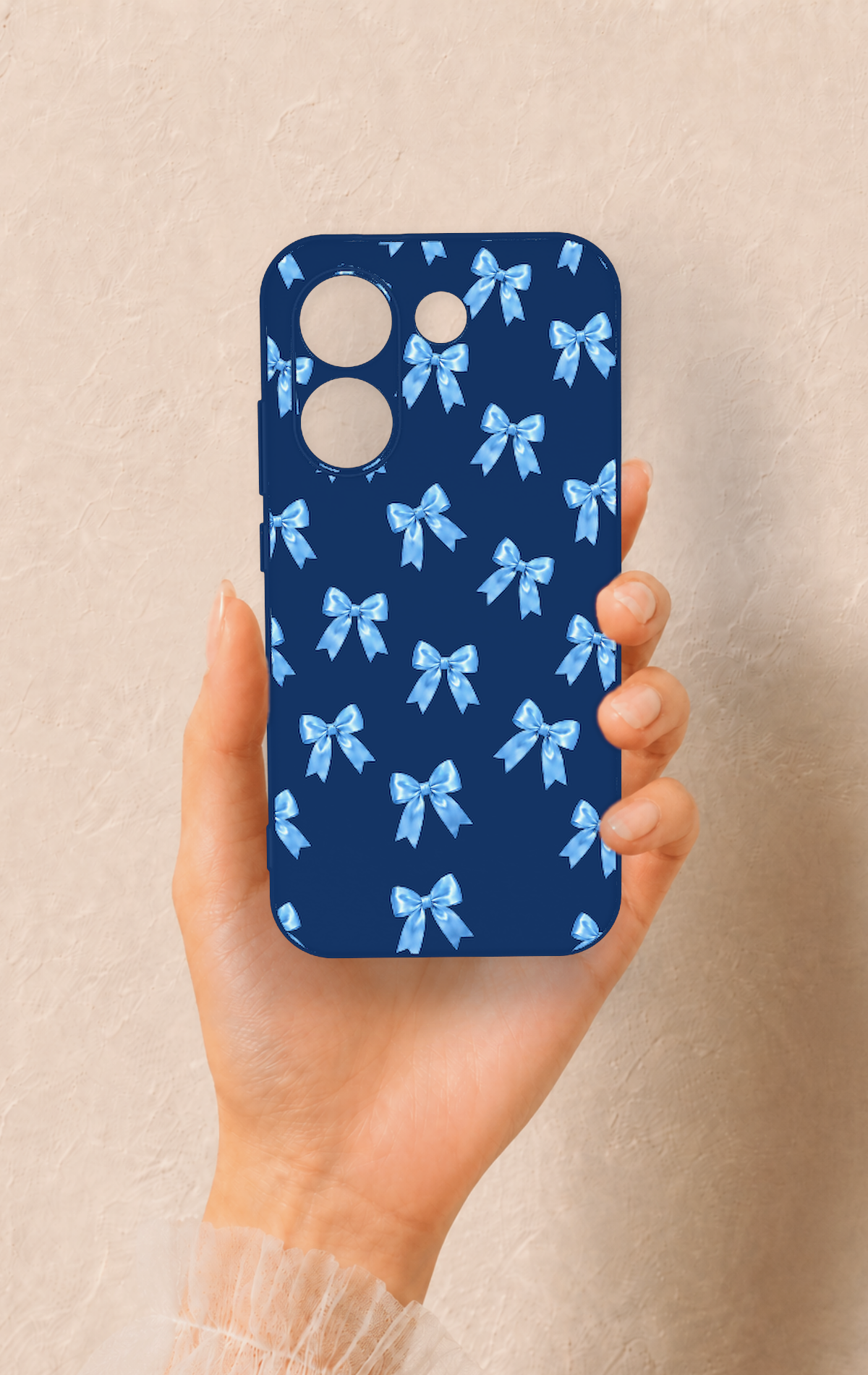 Poco X8 Pro Uyumlu Mavi Fiyonk Kurdele Desenli Silikon Kılıf