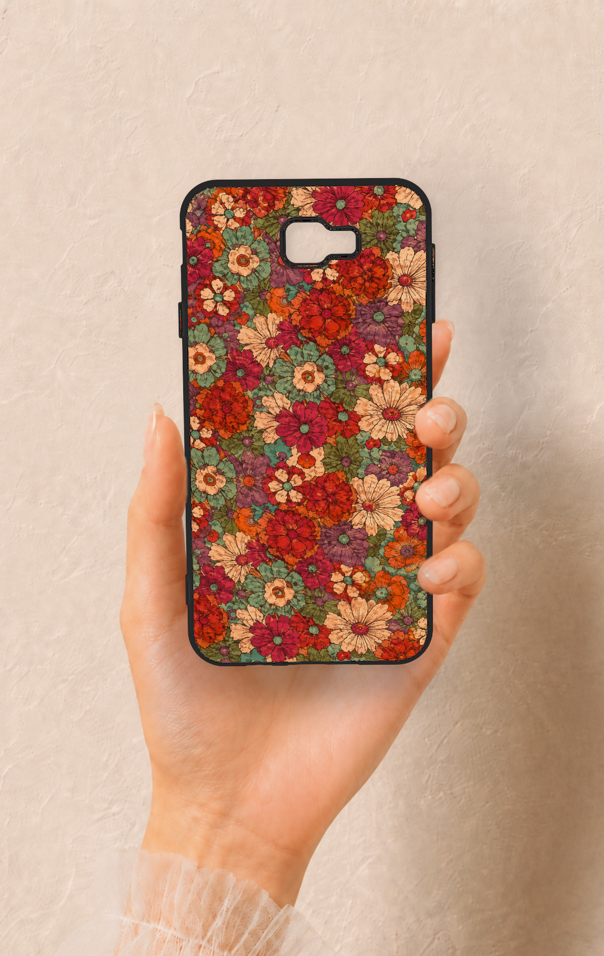 Samsung J7 Prime Uyumlu Pastel Çiçek Bahçesi Desenli Silikon Kılıf