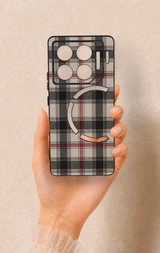 İnfinix Gt 20 Pro Uyumlu Siyah Kırmızı Ekose Desenli Silikon Kılıf