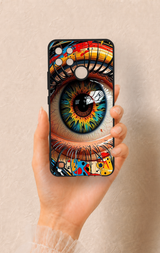 Realme C21Y Uyumlu Renkli Göz Bebeği Desenli Silikon Kılıf