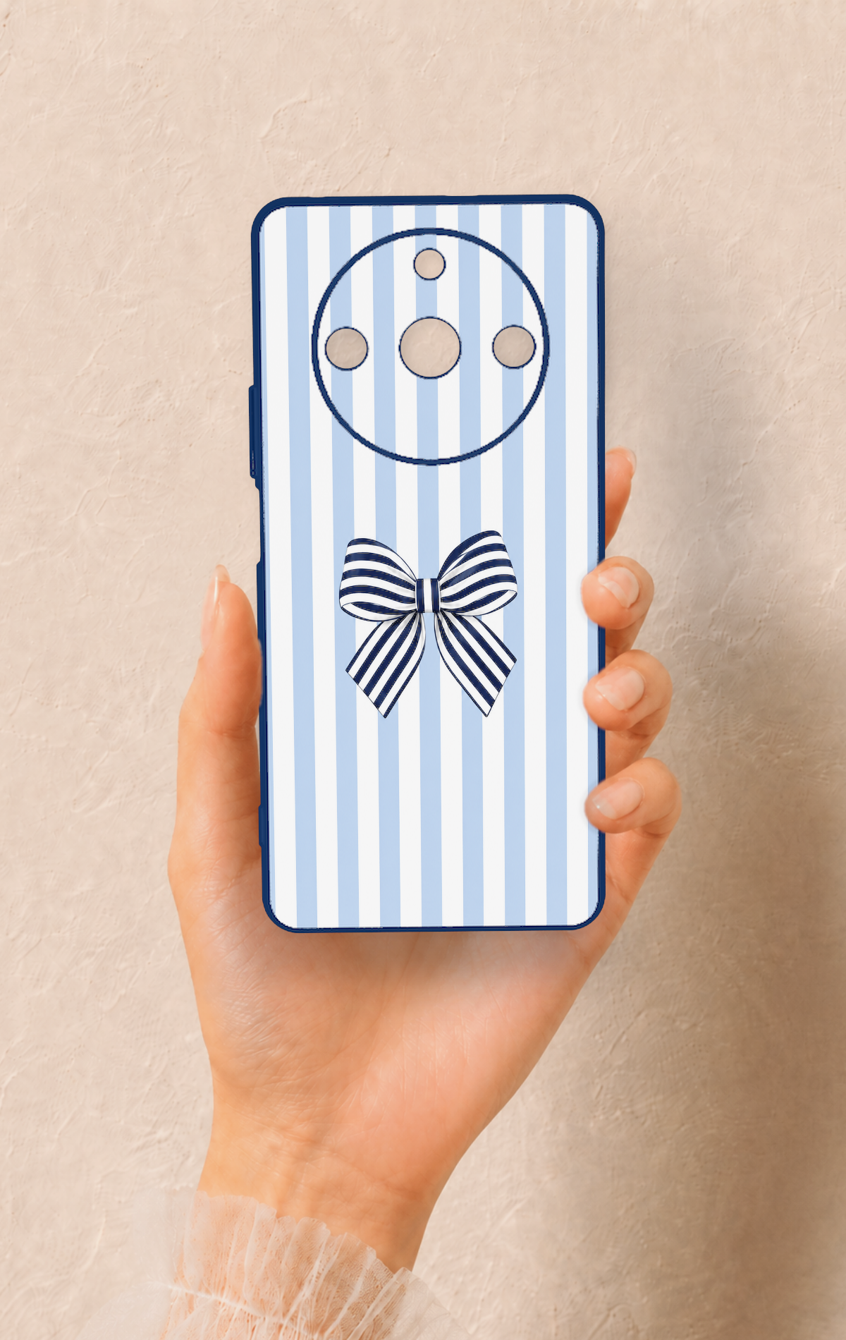 Realme 11 Pro Uyumlu Mavi Beyaz Kurdele Desenli Silikon Kılıf
