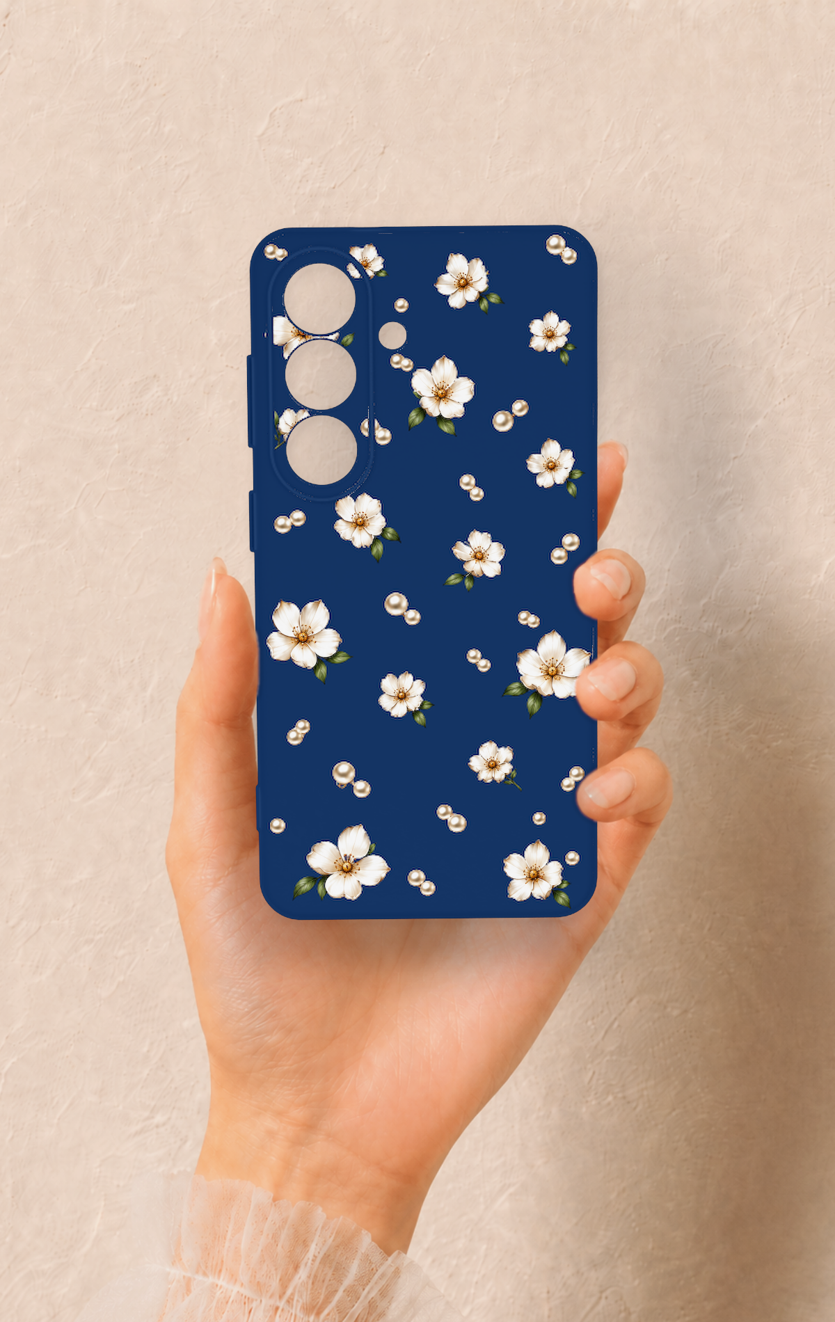 Samsung S26 Uyumlu Papatya İnci Desenli Silikon Kılıf